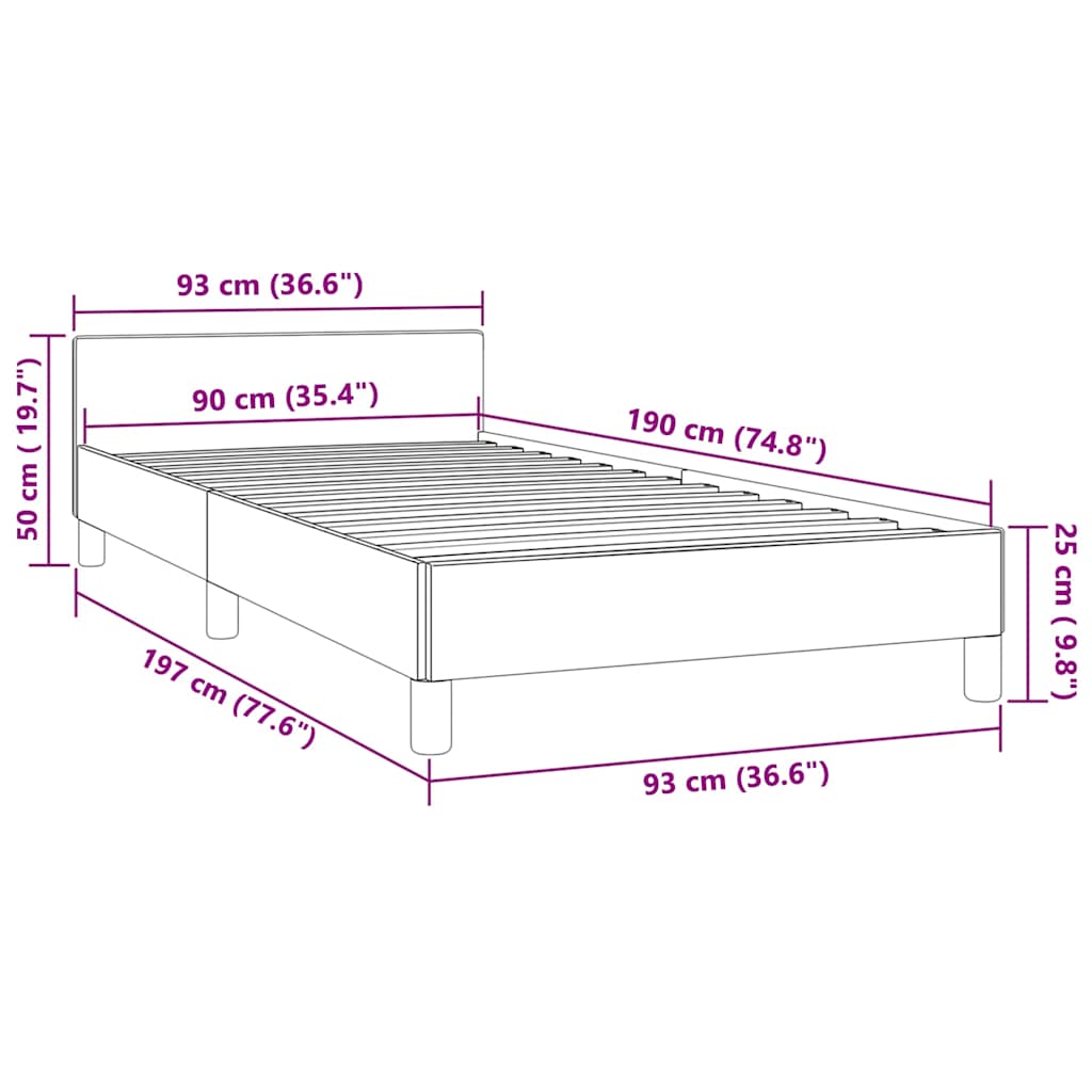 Bed Frame without Mattress Black 90x190cm Single Faux Leather
