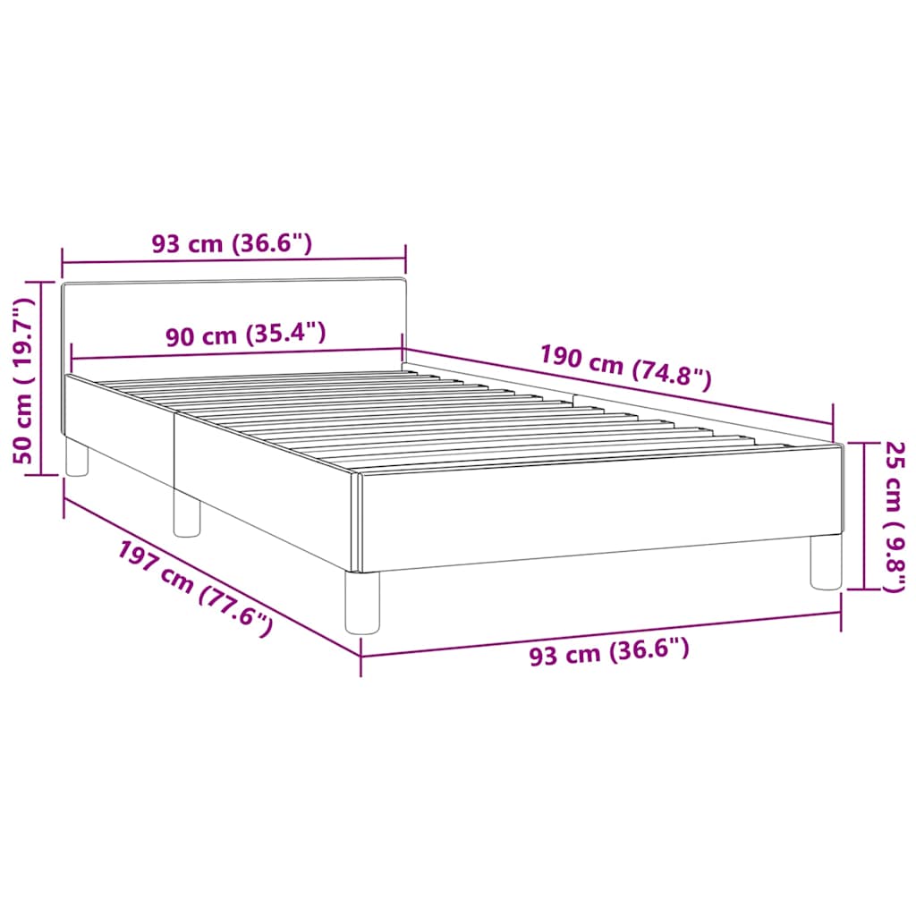 Bed Frame without Mattress Black 90x190cm Single Velvet