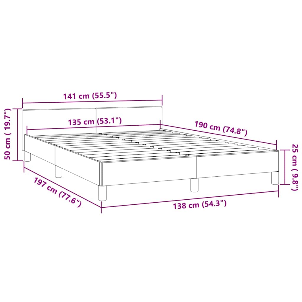 Bed Frame without Mattress Light Grey 135x190cm Double Velvet