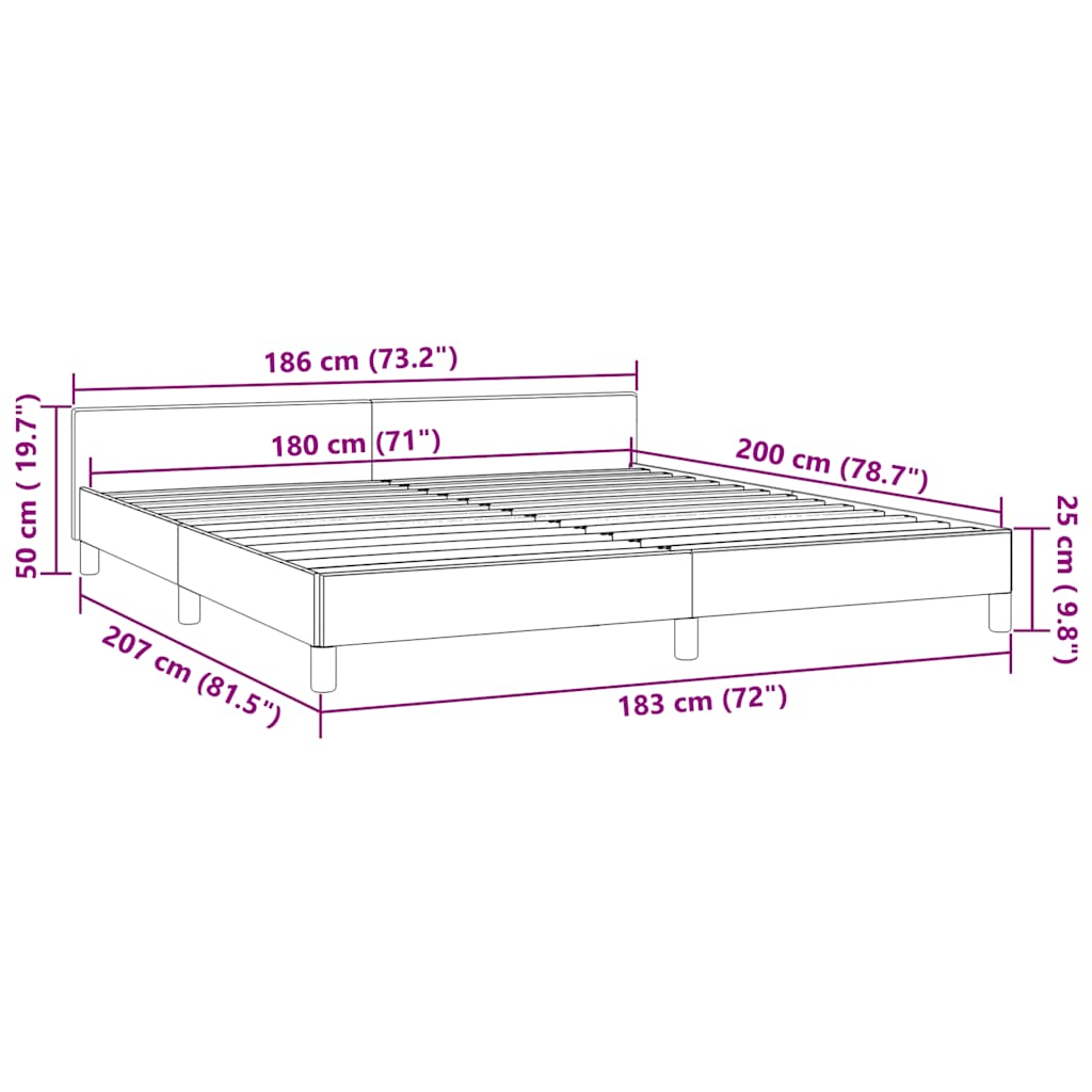 Bed Frame without Mattress Light Grey 180x200cm Super King Velvet