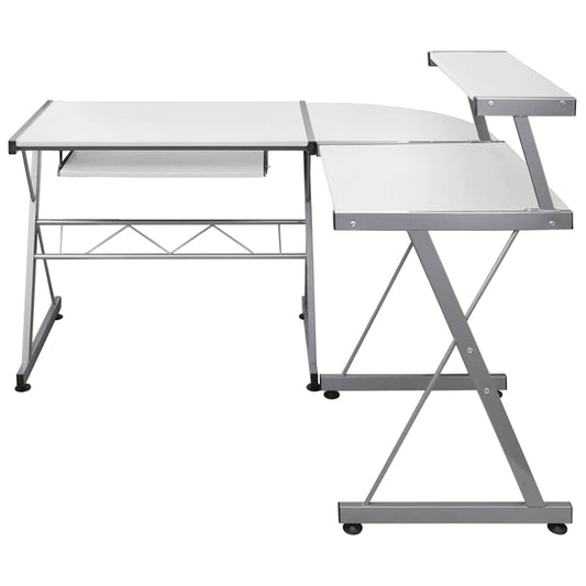 Corner Computer Desk White 132x112x99 cm Engineered Wood