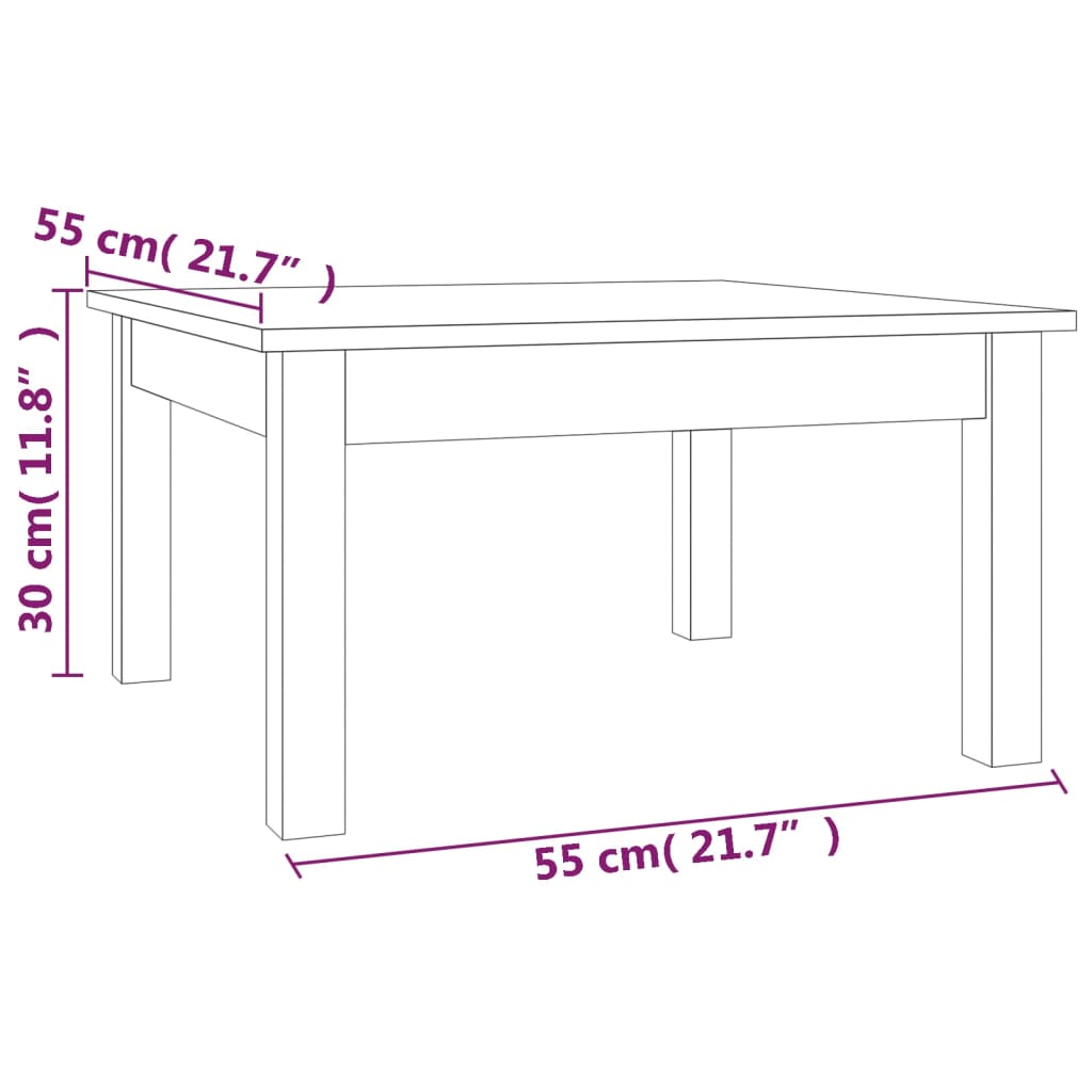 Coffee Table Black 55x55x30 cm Solid Wood Pine