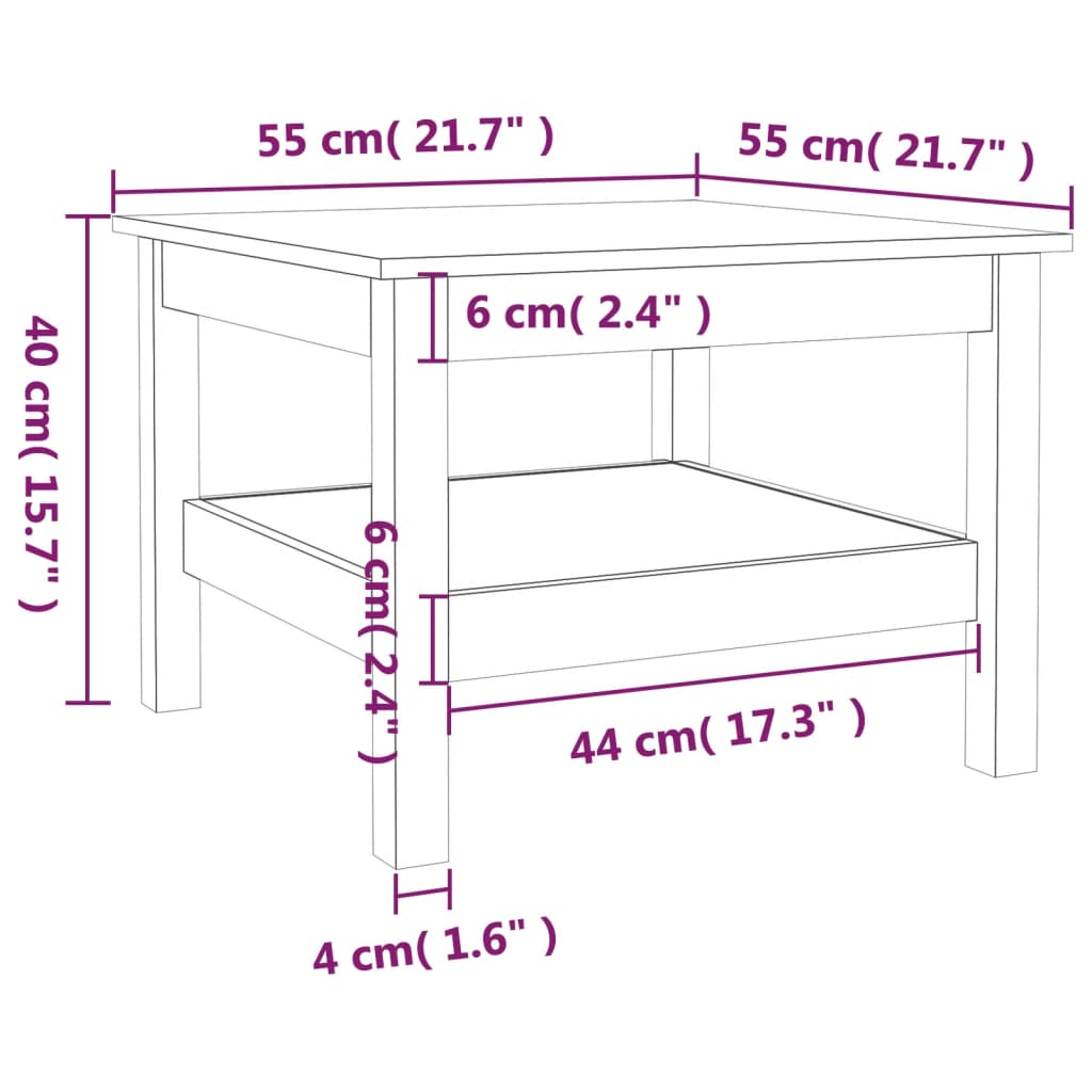 Coffee Table | Honey brown | Solid pine wood | 55x55x40 cm | Coffee Table