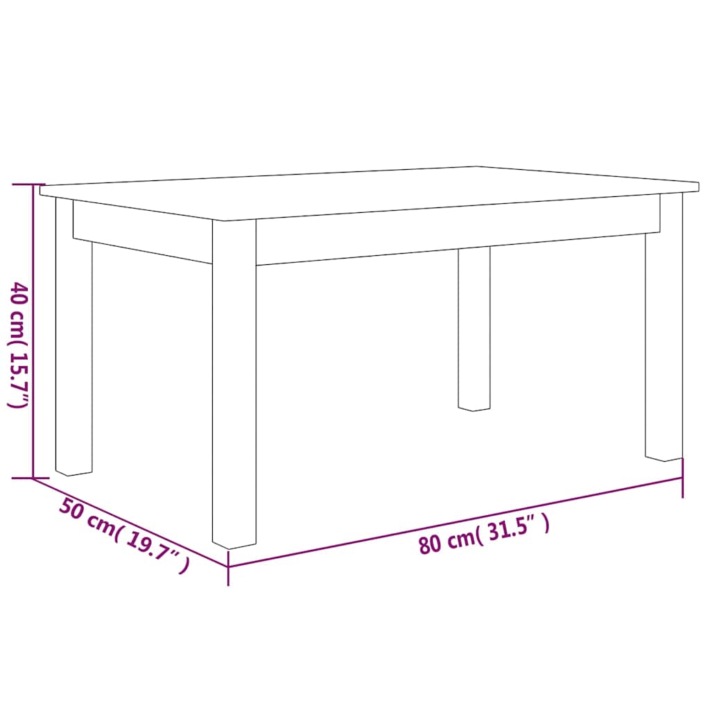 814280 vidaXL Coffee Table White 80x50x40 cm Solid Wood Pine