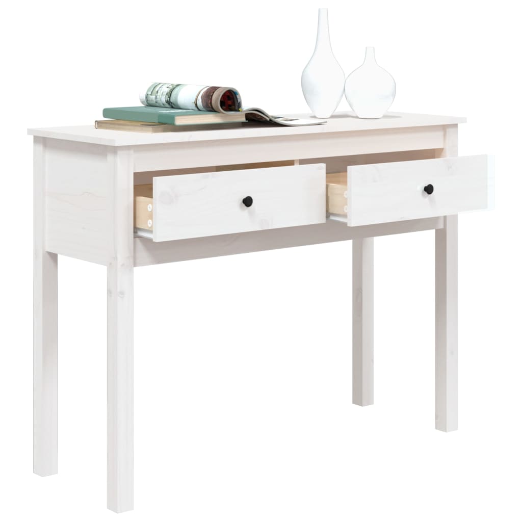 Console Table White 100x35x75 cm Solid Wood Pine
