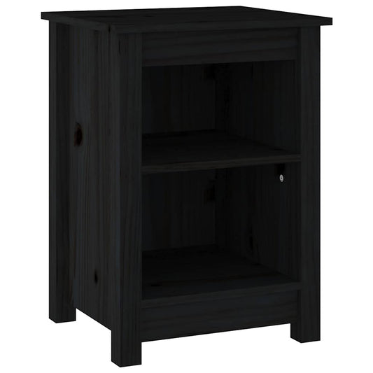 Bedside Cabinet Black 40x35x55 cm Solid Wood Pine