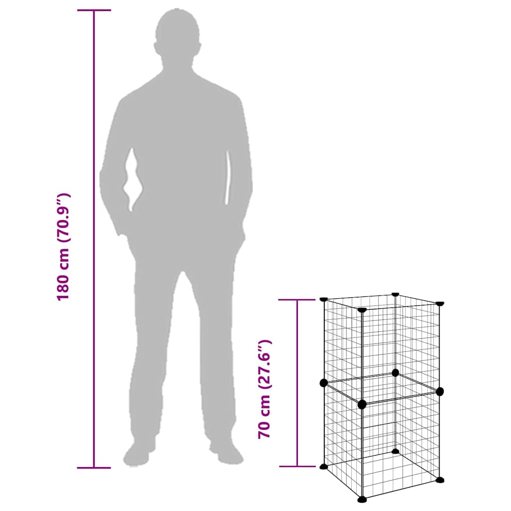 8-Panel Pet Cage Black 35x35x70 cm Steel