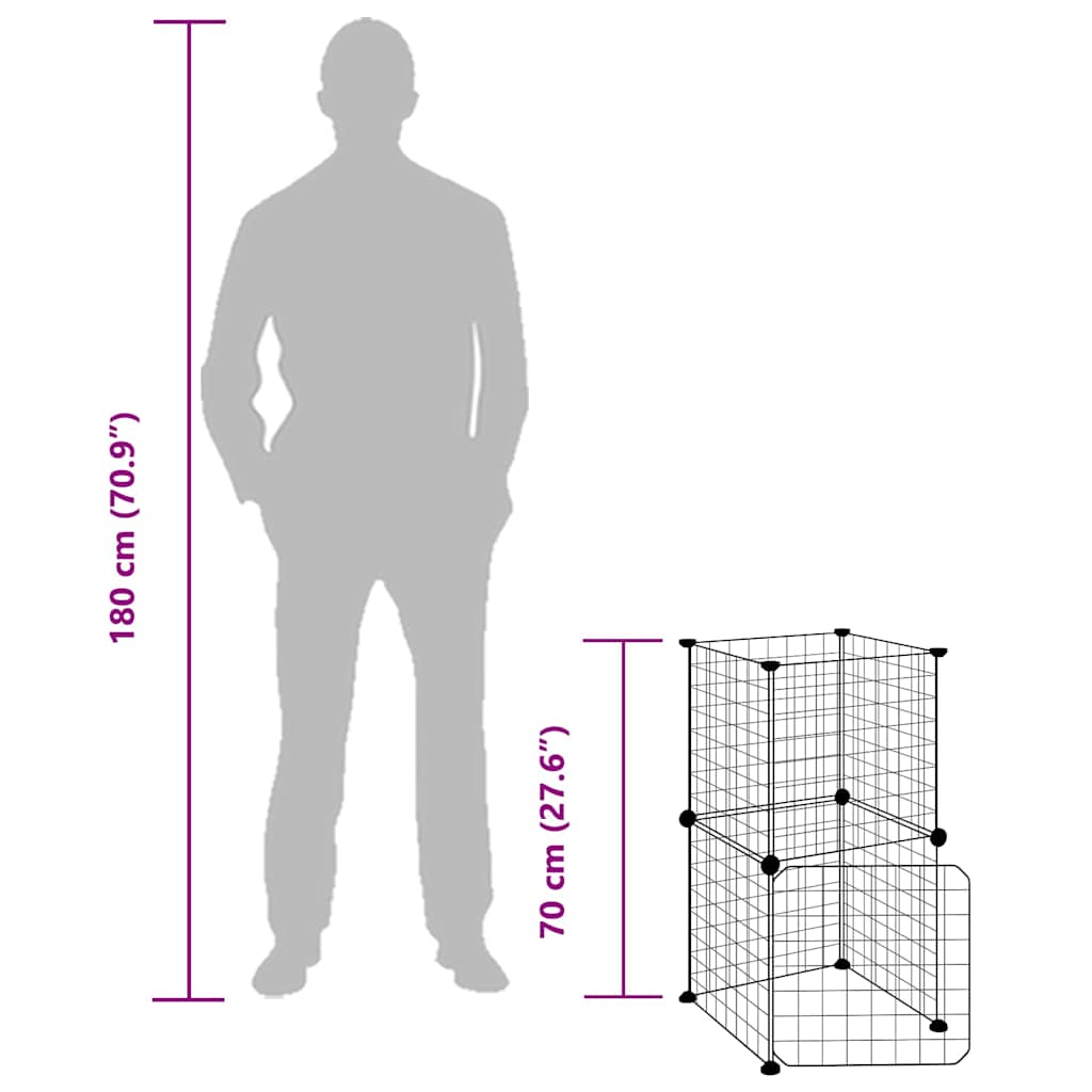 8-Panel Pet Cage with Door Black 35x35x70 cm Steel