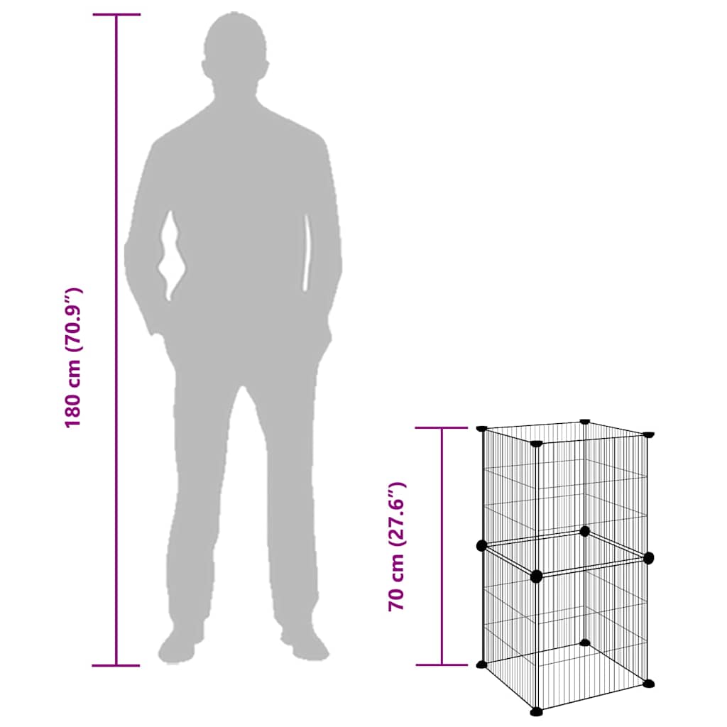 8-Panel Pet Cage Black 35x35x70 cm Steel
