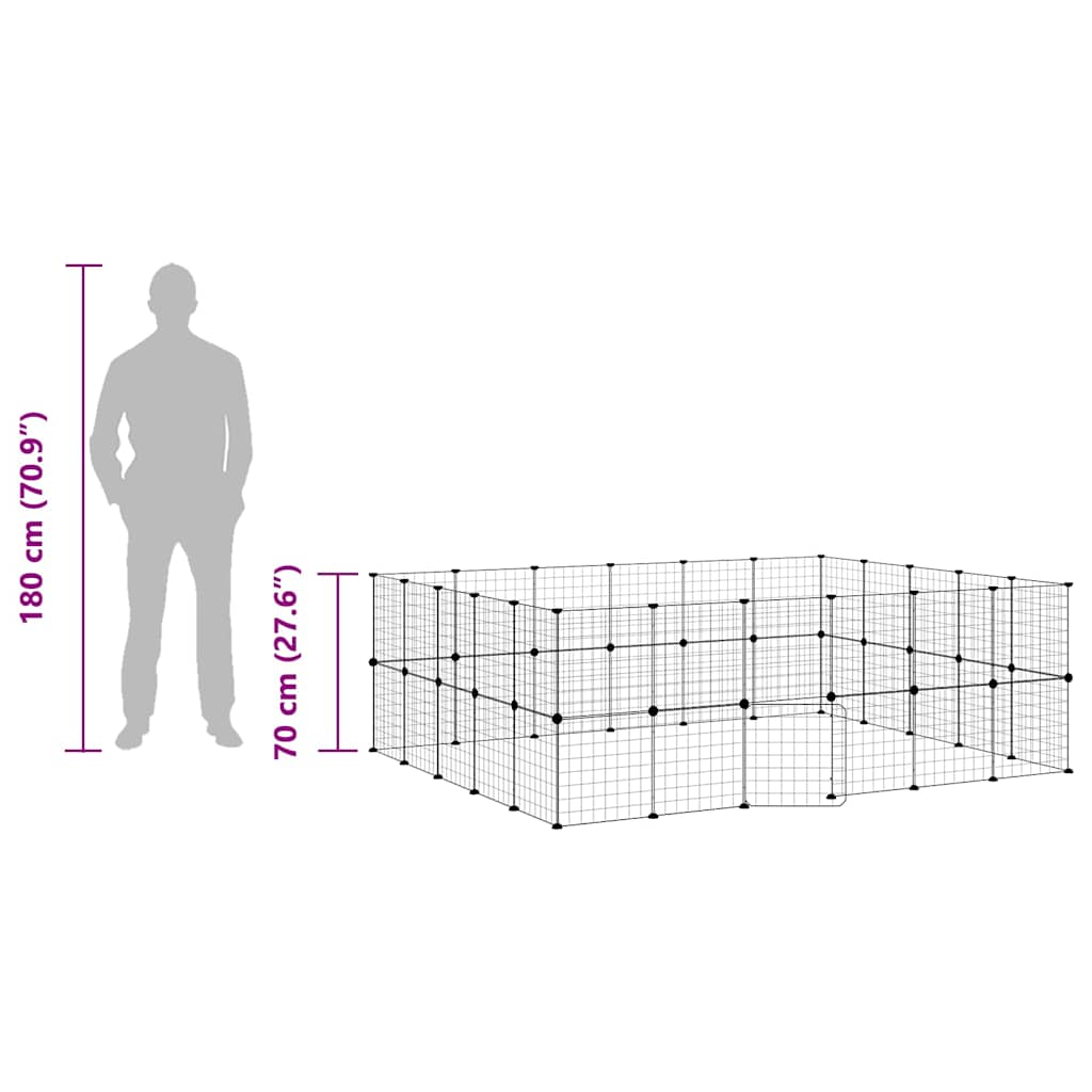 Pet Cage | Black | Powder-Coated Steel | Expandable | Animal Cage