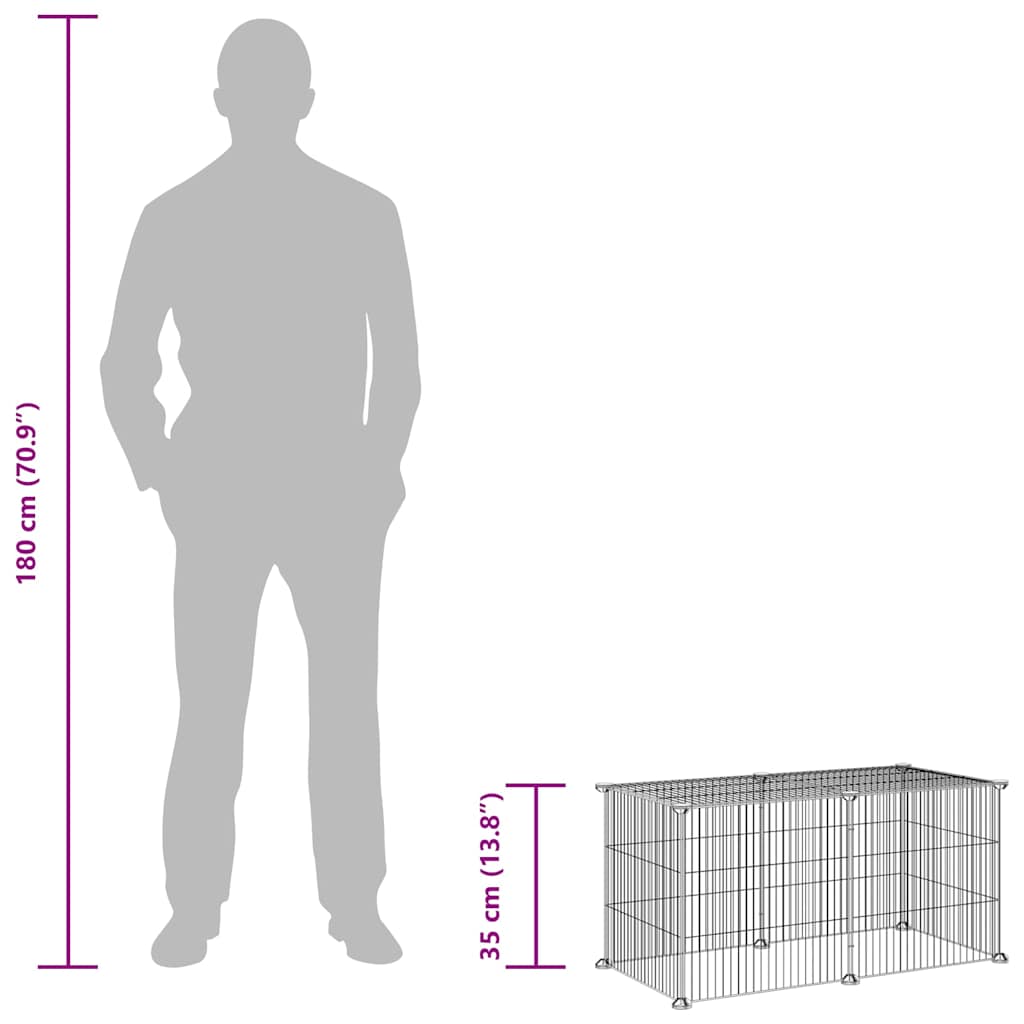 8-Panel Pet Cage Black 70x35x35 cm Steel