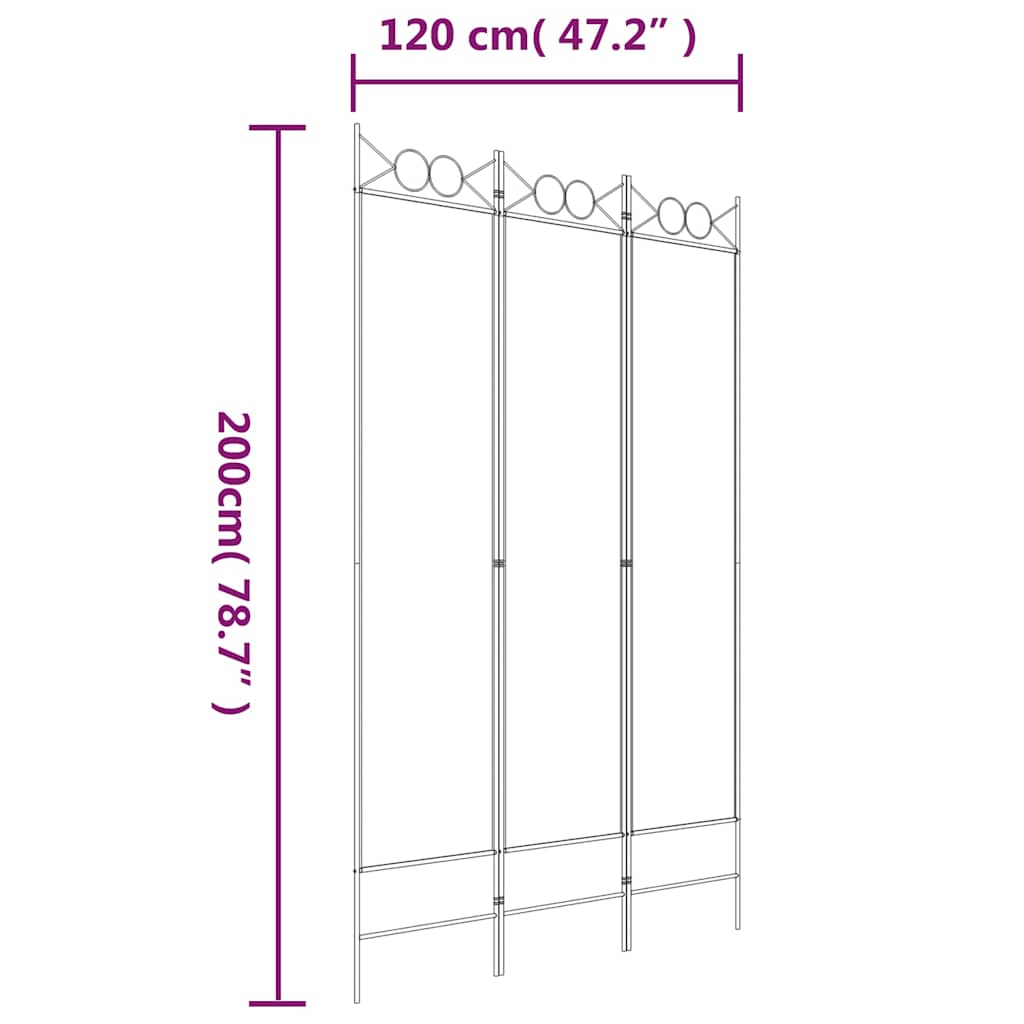 3-Panel Room Divider Brown 120x200 cm Fabric