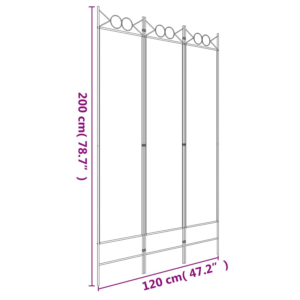 3-Panel Room Divider Anthracite 120x200 cm Fabric