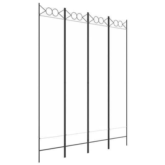 4-Panel Room Divider White 160x200 cm Fabric