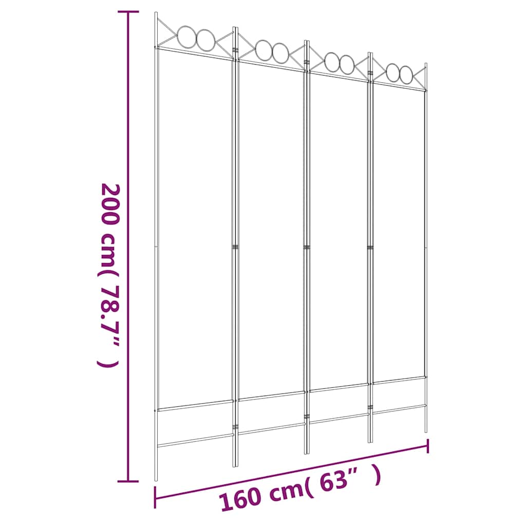 4-Panel Room Divider Anthracite 160x200 cm Fabric
