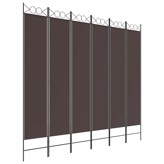 6-Panel Room Divider Brown 240x220 cm Fabric