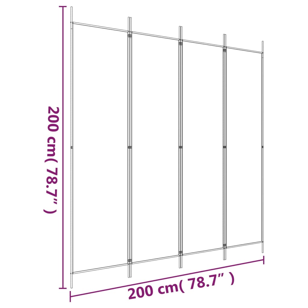 4-Panel Room Divider White 78.7"x78.7" Fabric