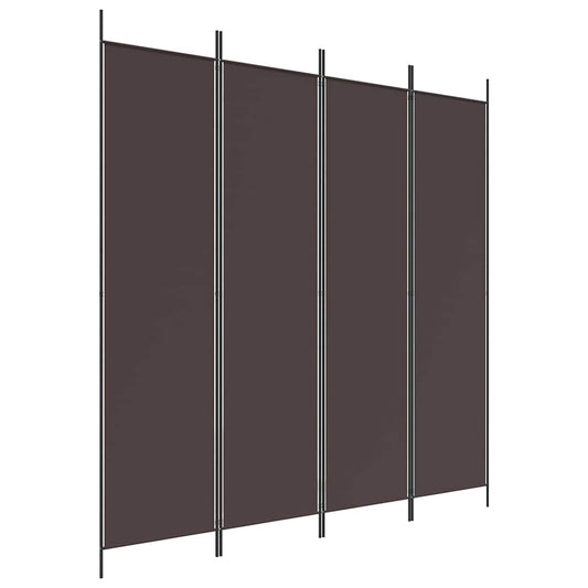 4-Panel Room Divider Brown 200x200 cm Fabric