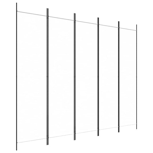 5-Panel Room Divider White 250x200 cm Fabric