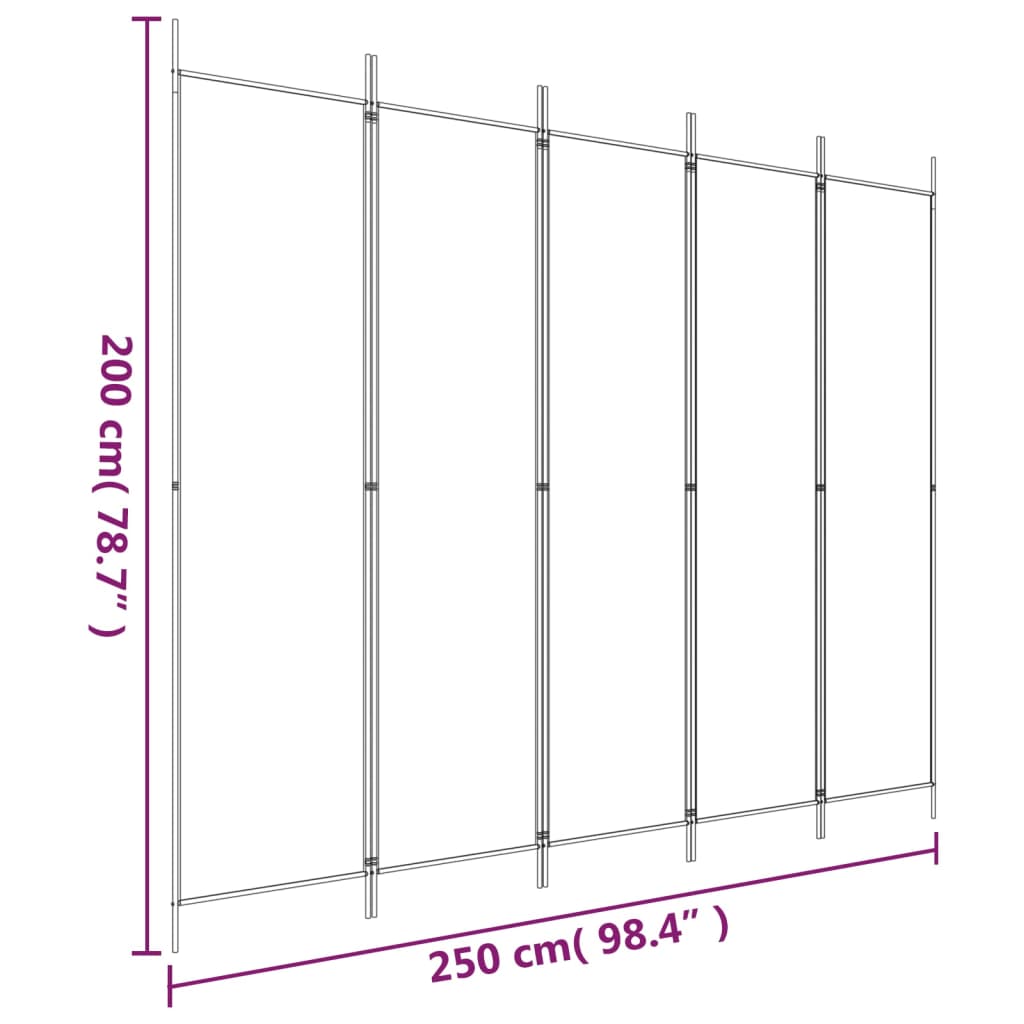 5-Panel Room Divider Black 98.4"x78.7" Fabric