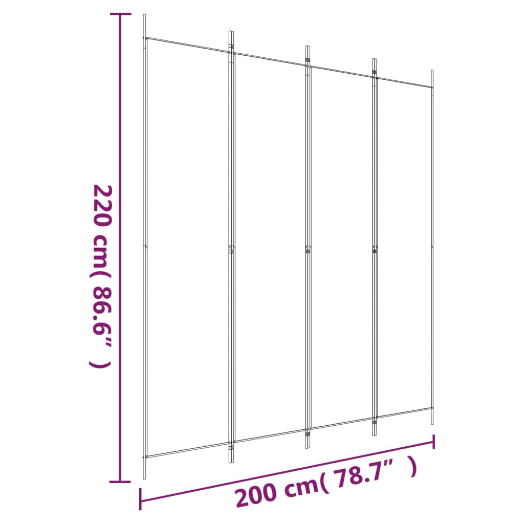 4-Panel Room Divider Anthracite 78.7"x86.6" Fabric