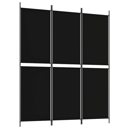 3-Panel Room Divider Black 150x180 cm Fabric