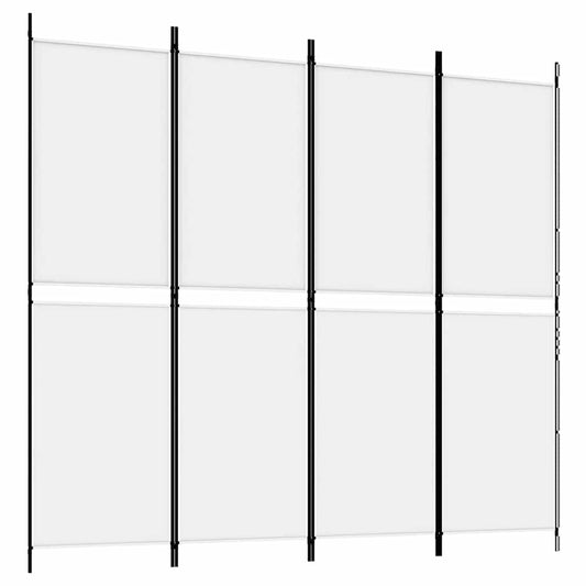4-Panel Room Divider White 200x180 cm Fabric