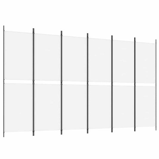 6-Panel Room Divider White 300x180 cm Fabric
