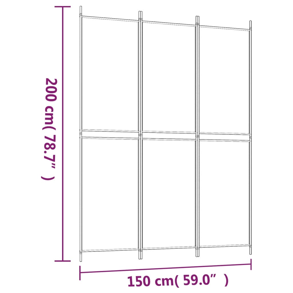3-Panel Room Divider Anthracite 150x200 cm Fabric