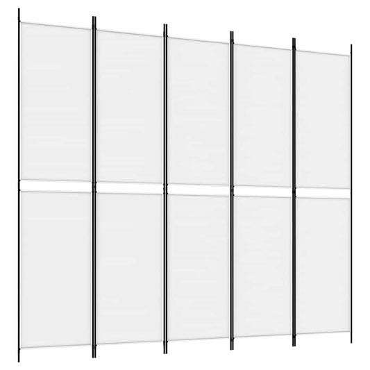 5-Panel Room Divider White 250x220 cm Fabric