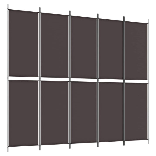 5-Panel Room Divider Brown 250x220 cm Fabric