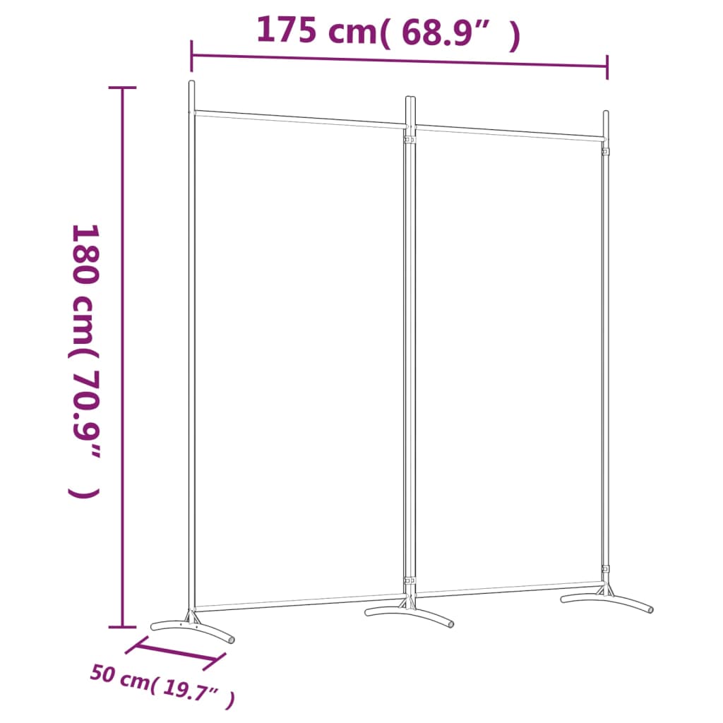 2-Panel Room Divider White 68.9"x70.9" Fabric
