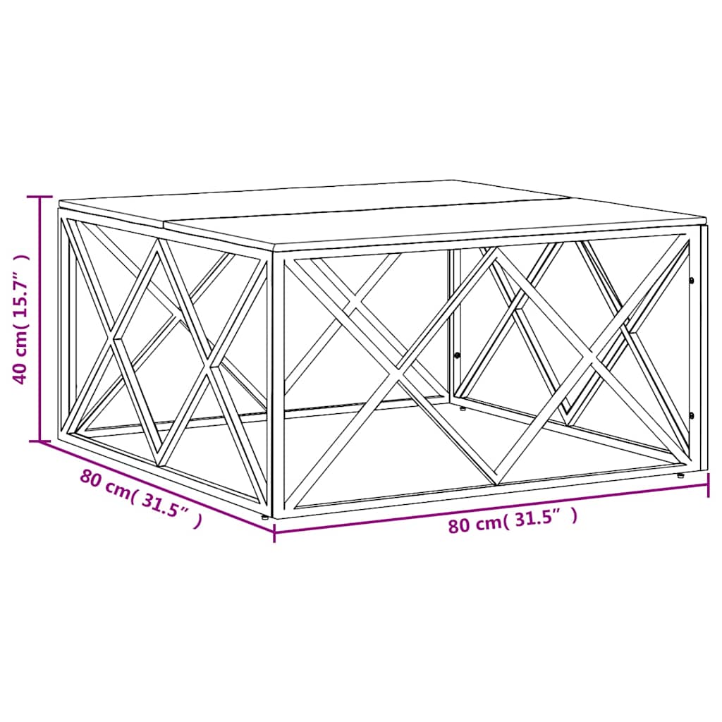 Coffee Table Stainless Steel and Solid Wood Reclaimed