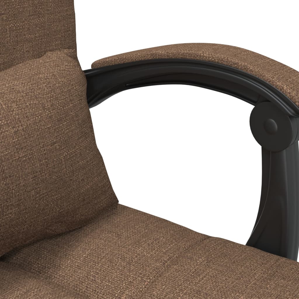 Massage Reclining Office Chair Brown Fabric
