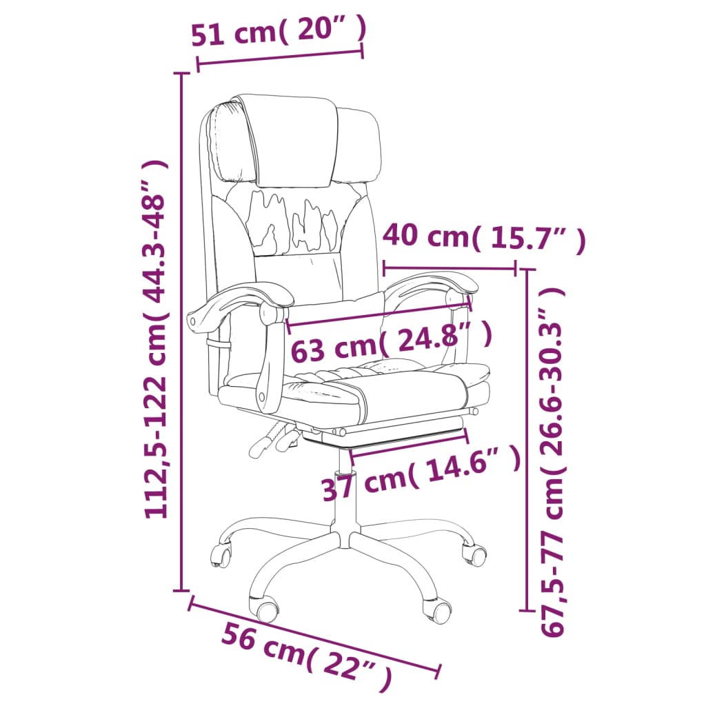Reclining Office Chair Cream Faux Leather