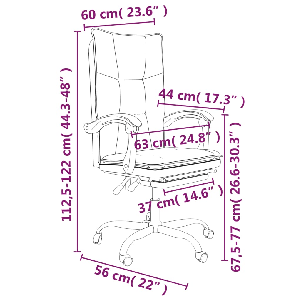 Reclining Office Chair Taupe Fabric