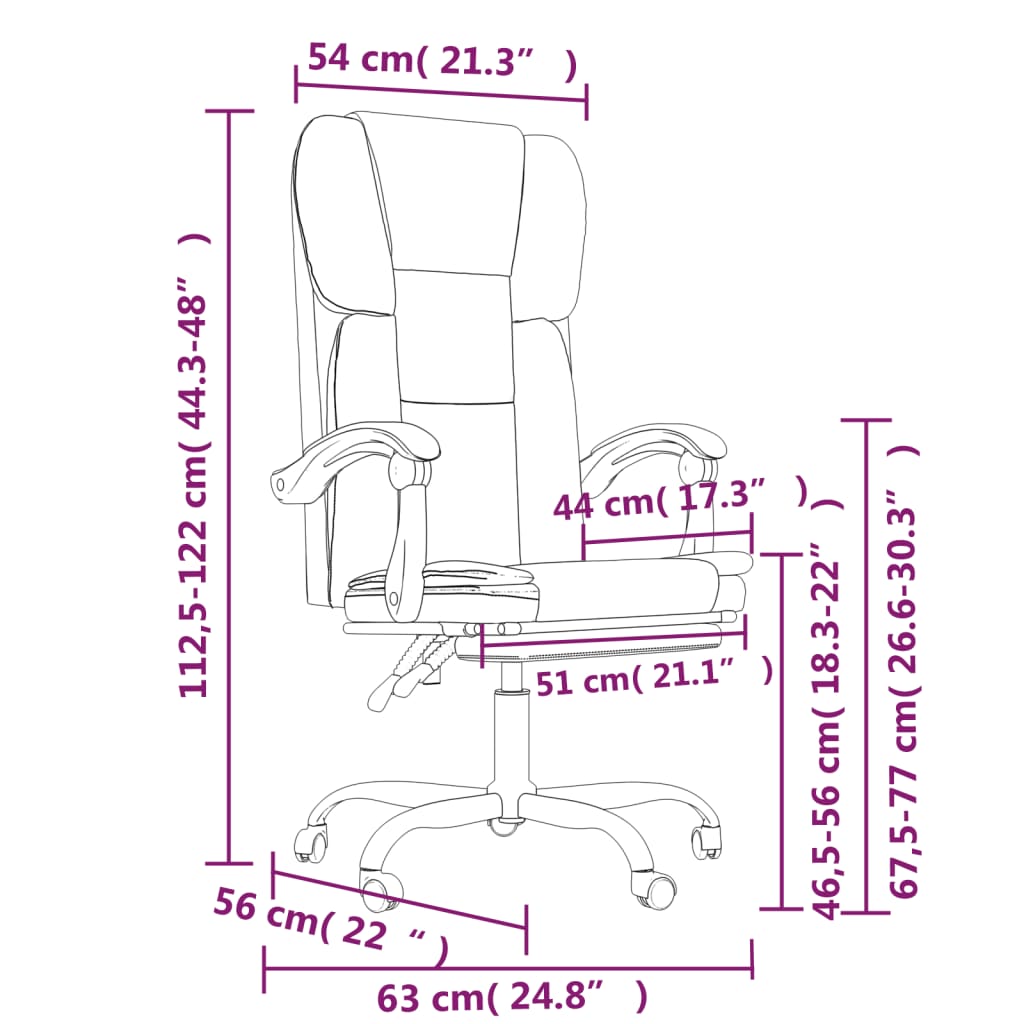 Reclining Office Chair Light Grey Fabric