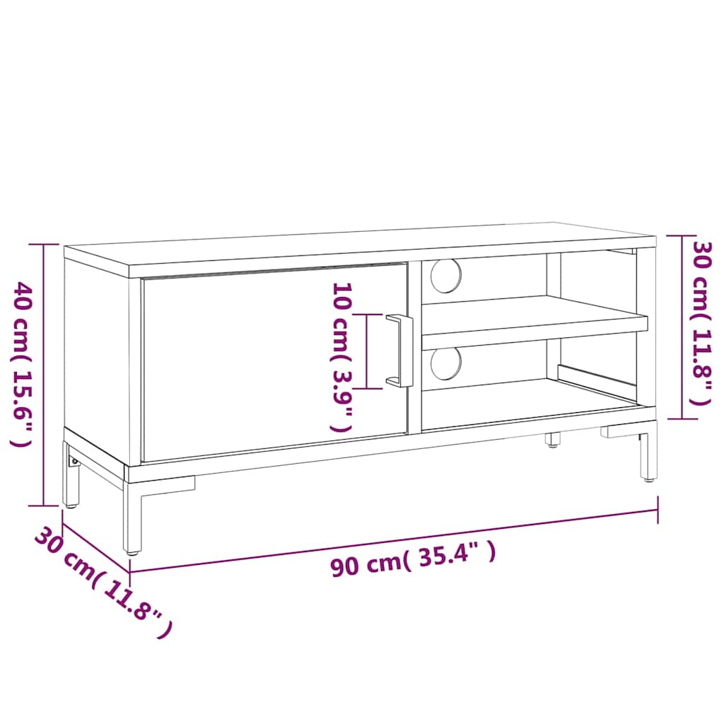 TV Cabinet Brown 90x30x40 cm Solid Pinewood