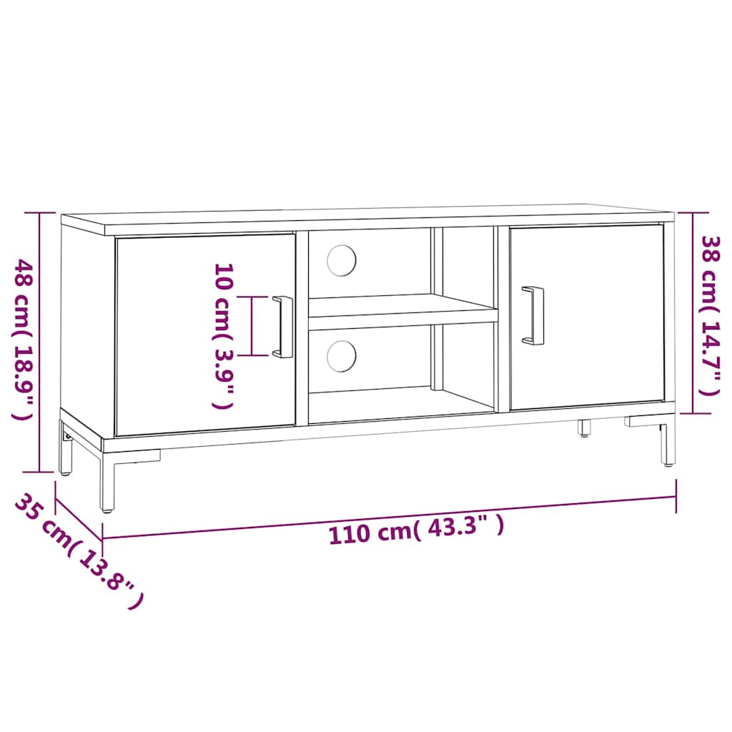 TV Cabinet Brown 110x35x48 cm Solid Pinewood