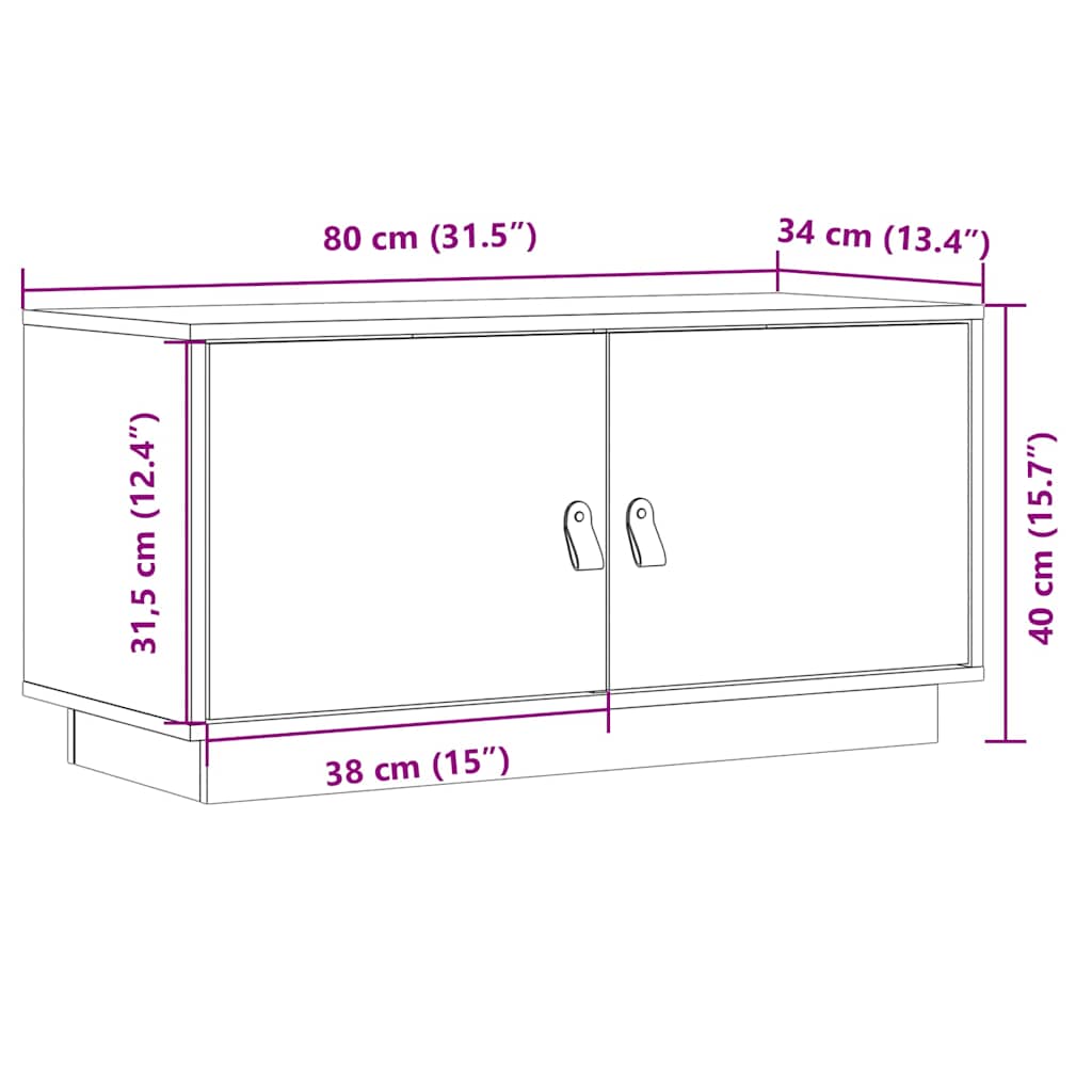 TV Cabinet Honey Brown 80x34x40 cm Solid Wood Pine
