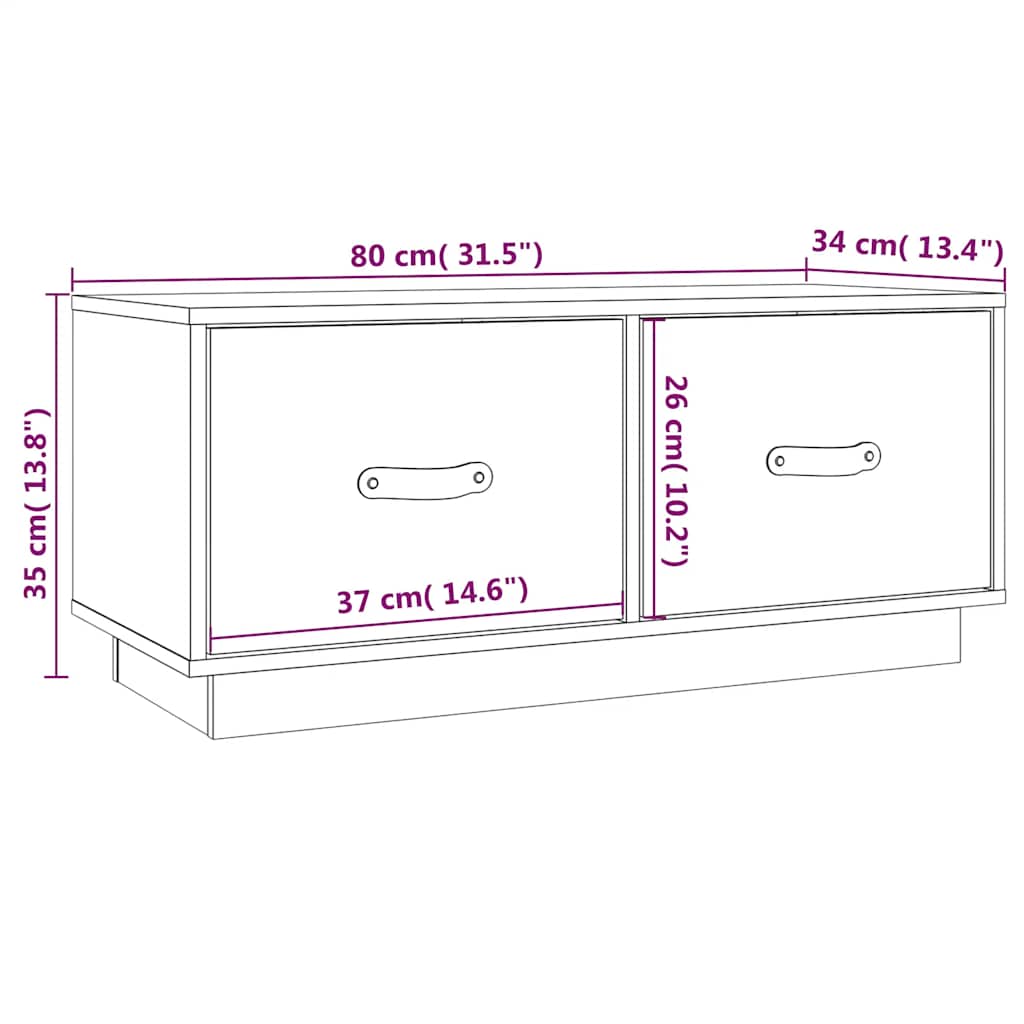 TV Cabinet Black 80x34x35 cm Solid Wood Pine