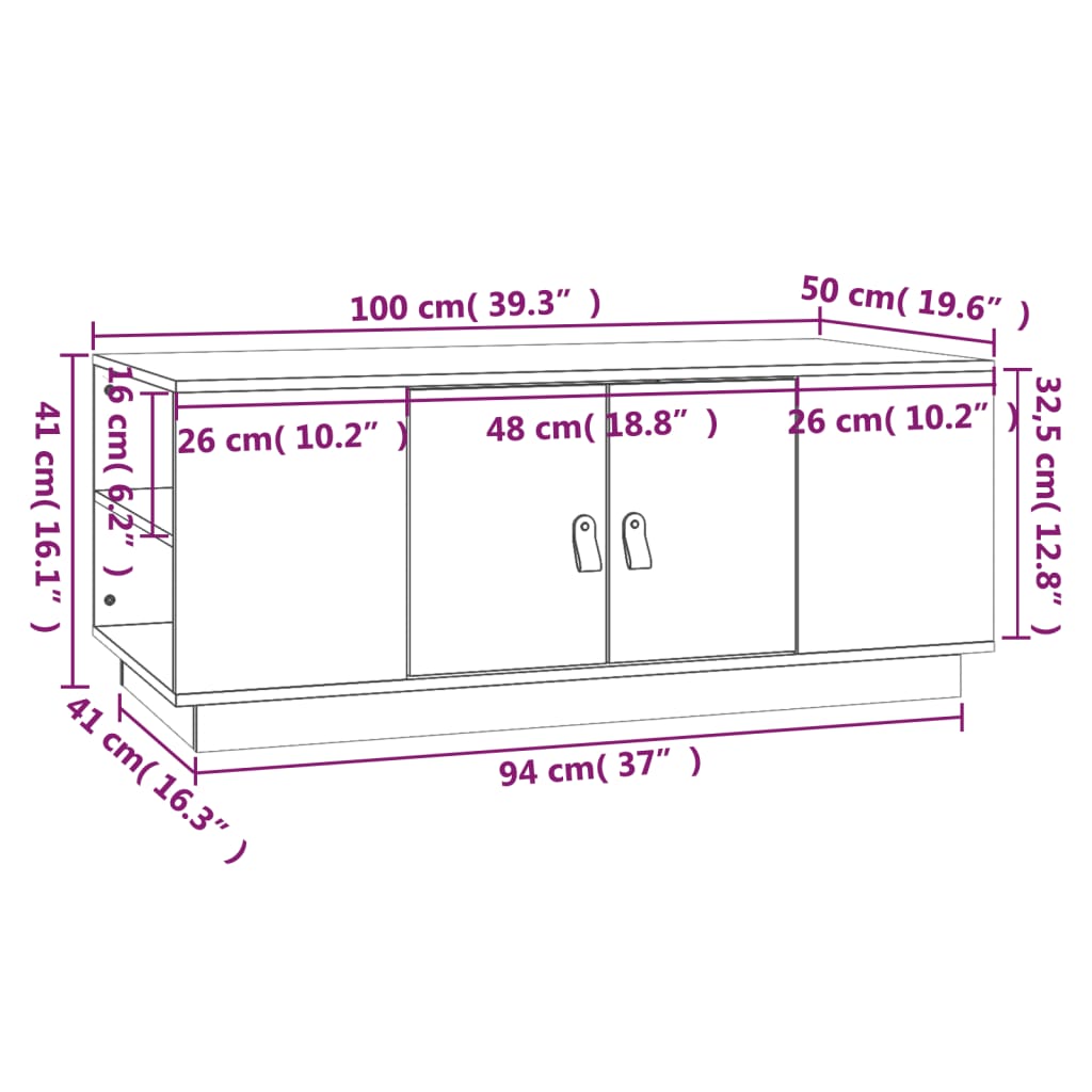 Coffee Table | Black | Solid pine wood | Compact | Coffee Table