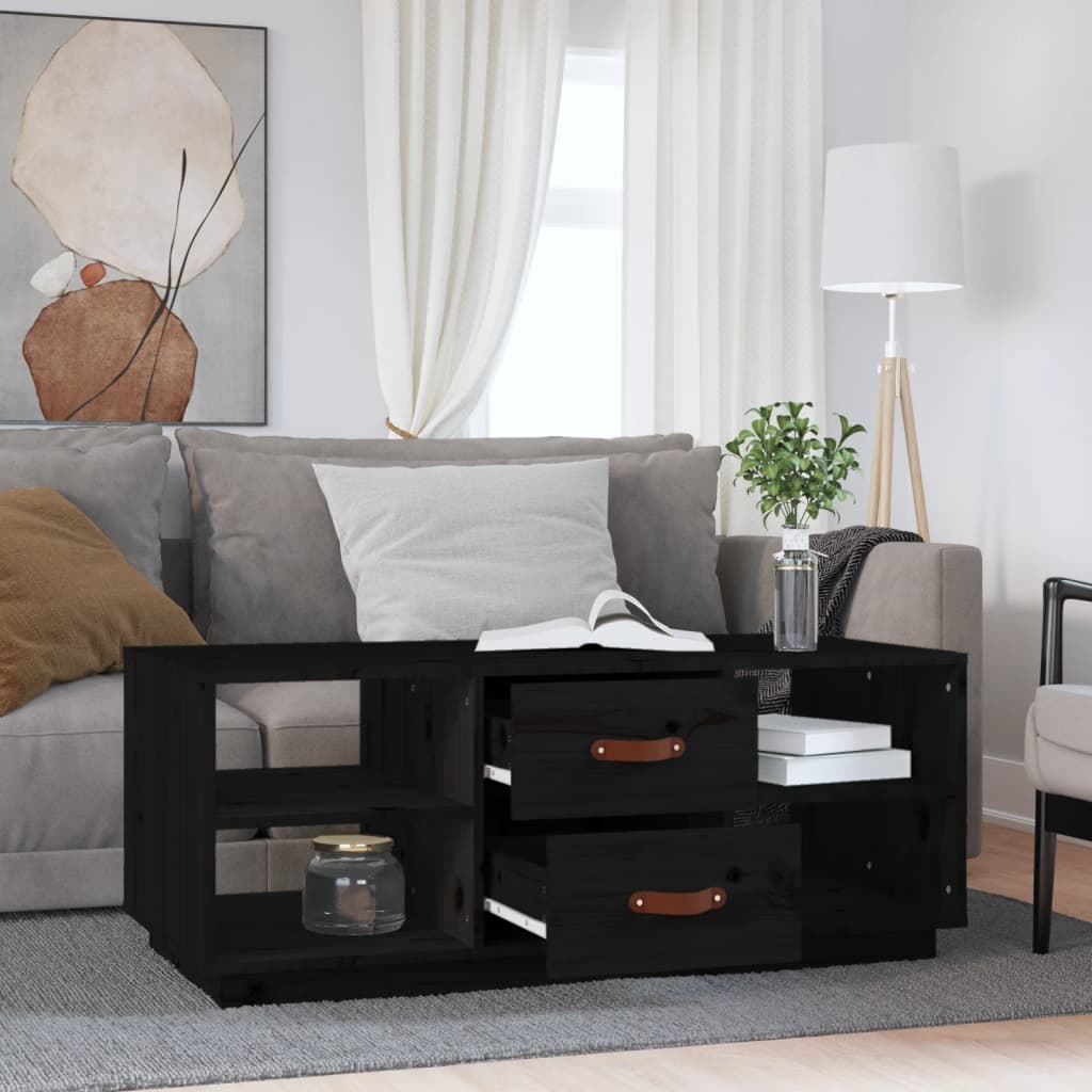 Coffee Table Black 100x50x41 cm Solid Wood Pine