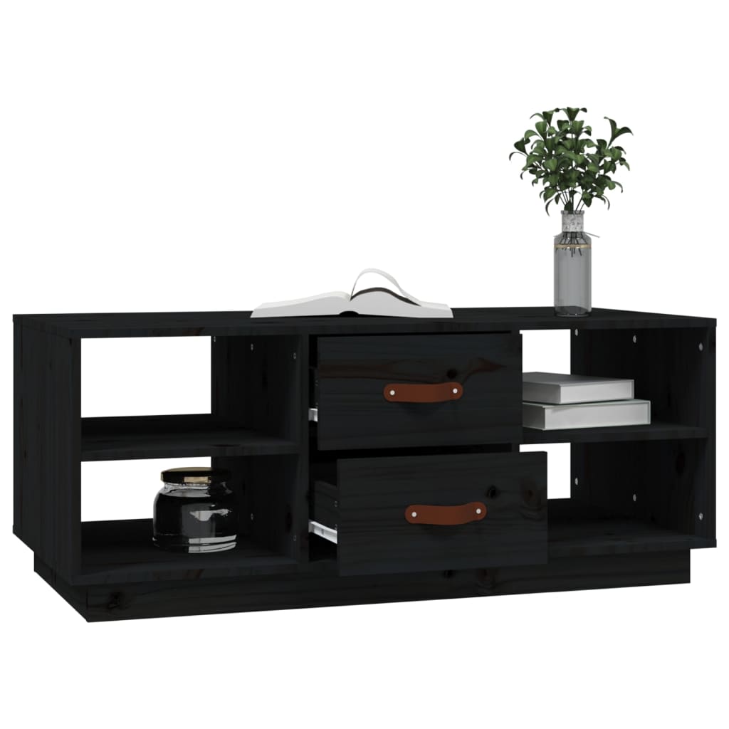 Coffee Table Black 100x50x41 cm Solid Wood Pine