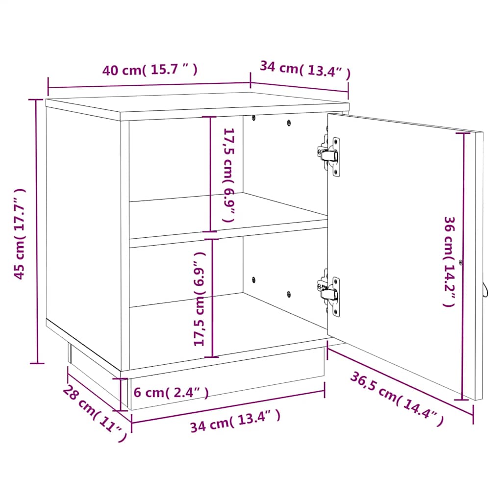 Bedside Cabinets 2 pcs White 40x34x45 cm Solid Wood Pine