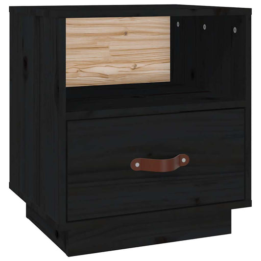 Bedside Cabinet | Black | Solid pine wood