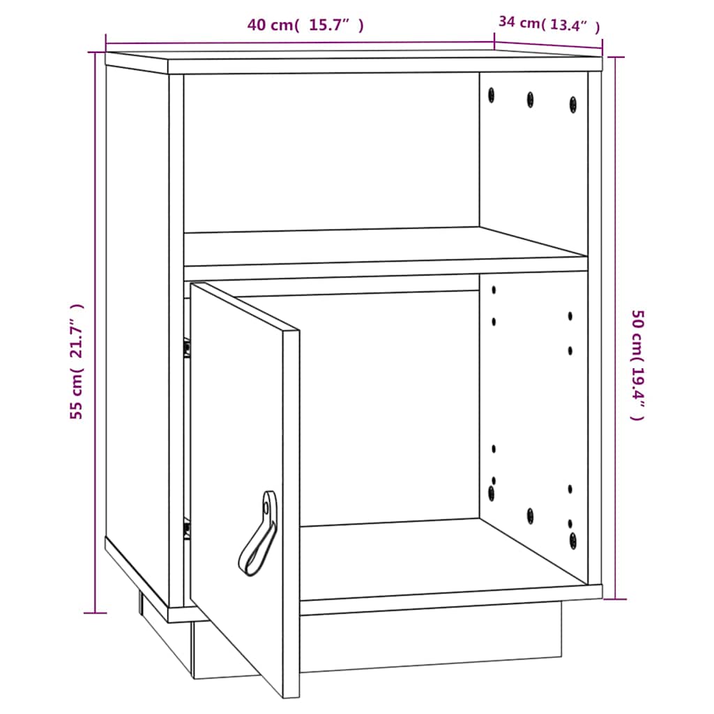 Bedside Cabinets 2 pcs Grey 40x34x55 cm Solid Wood Pine