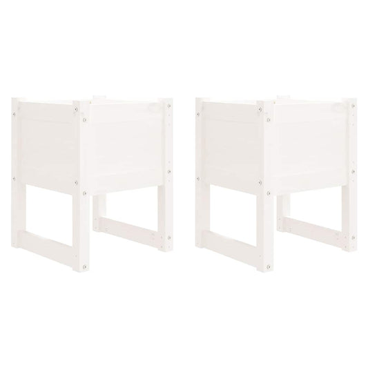 Planters 2 pcs White 40x40x52.5 cm Solid Wood Pine