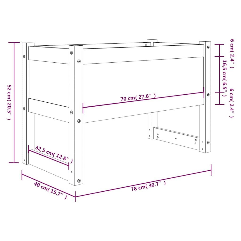Planter White 78x40x52 cm Solid Wood Pine