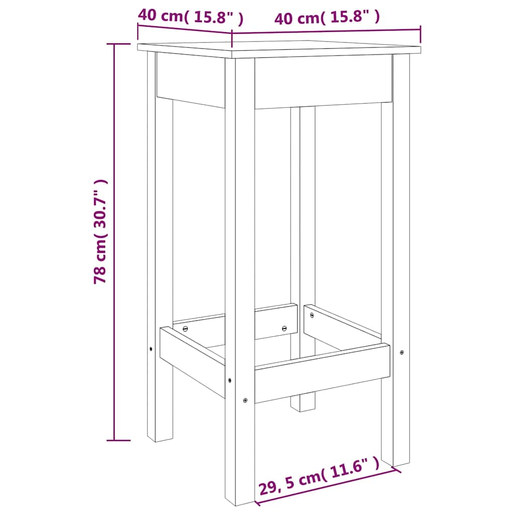 Bar Chairs 2 pcs White 40x40x78 cm Solid Wood Pine